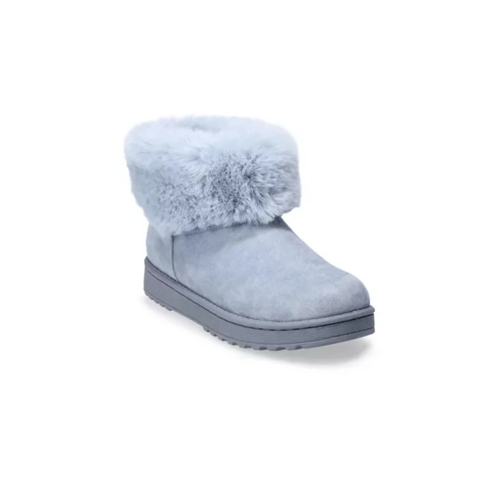 LIGHT BLUE Classic Women's Winter Boots Booties Faux Fur SZ 9.5 M